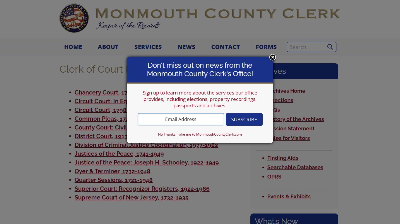 Clerk of Court Records - Monmouth County Clerk