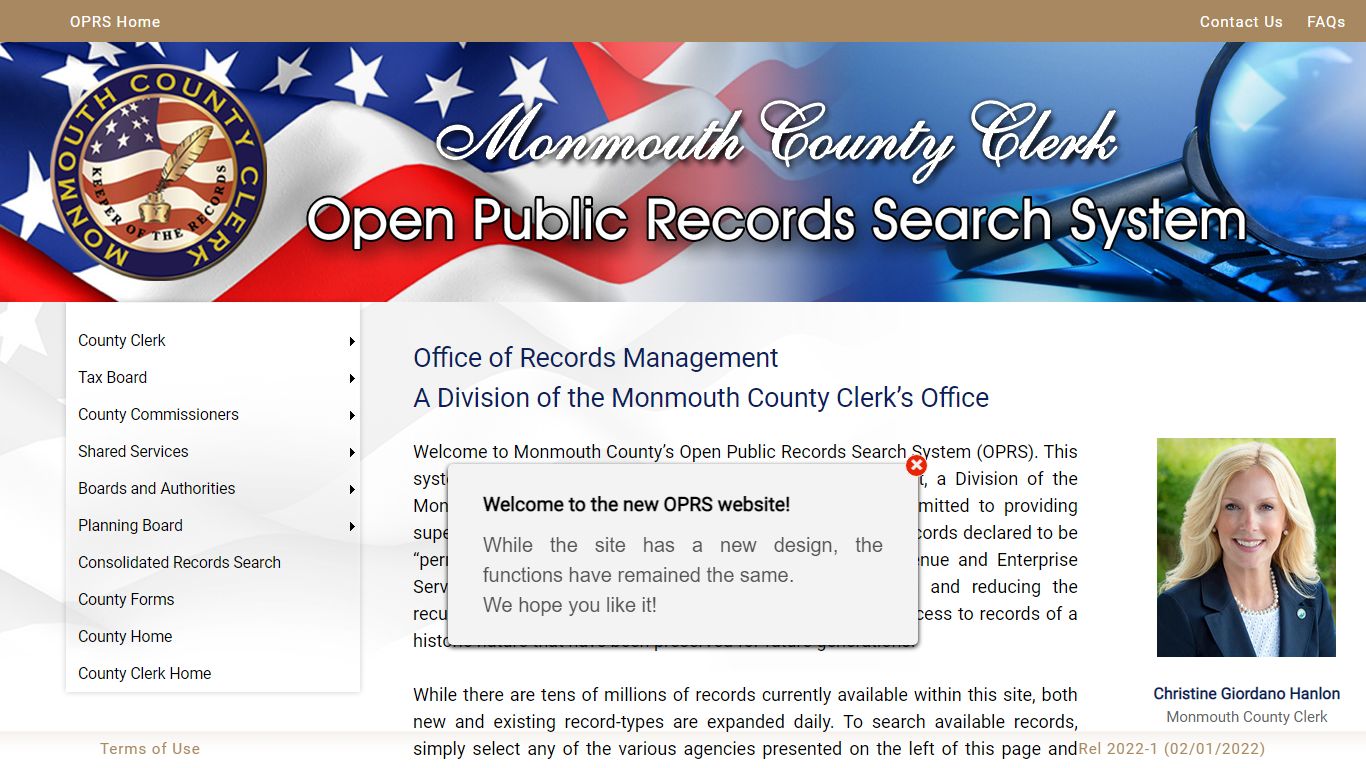 Open Public Records Search System - Monmouth County, New Jersey